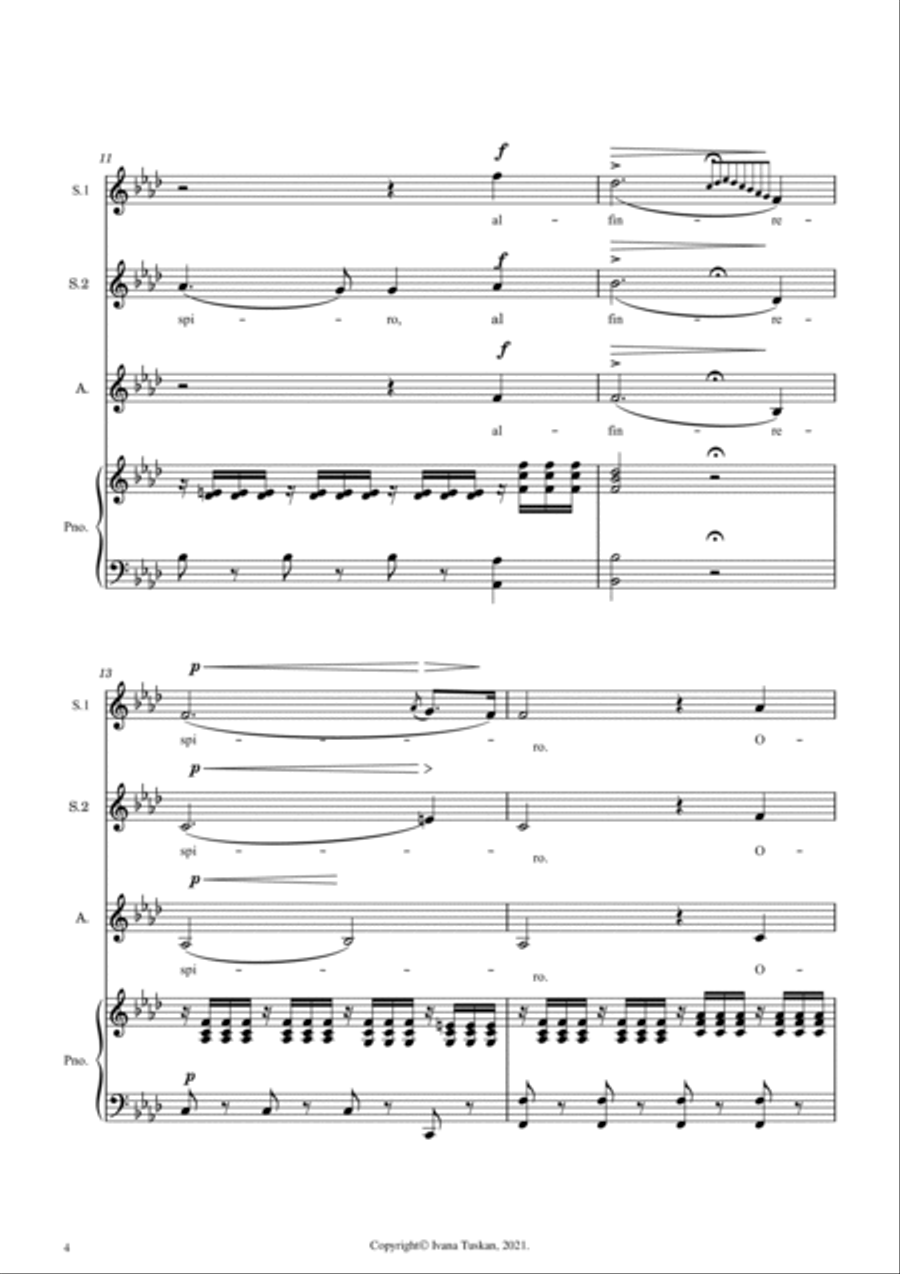 5 Operatic Treasures for female voices (SSA, SSAA, SSSAA) SSAA scores gallery preview page 6
