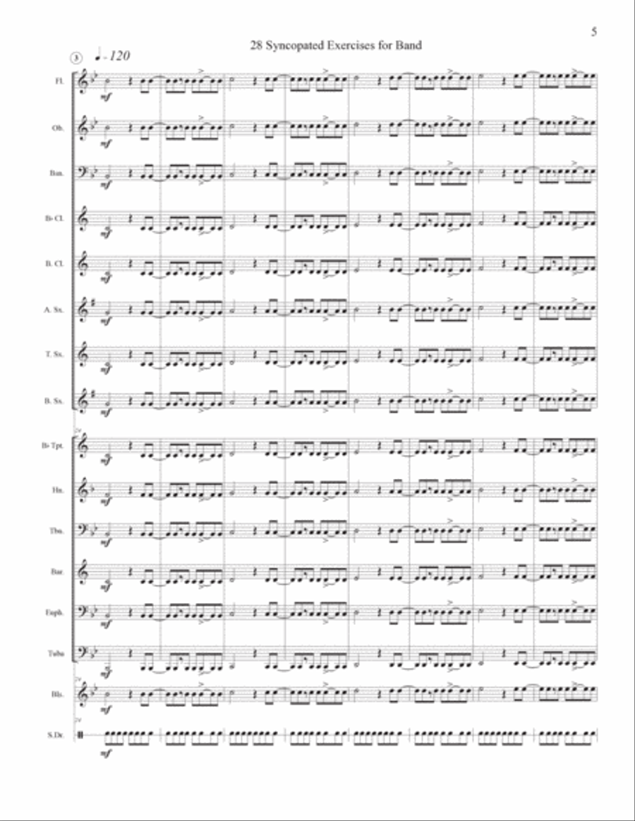 28 Syncopated Rhythm Exercises for Band Concert Band scores gallery preview page 6