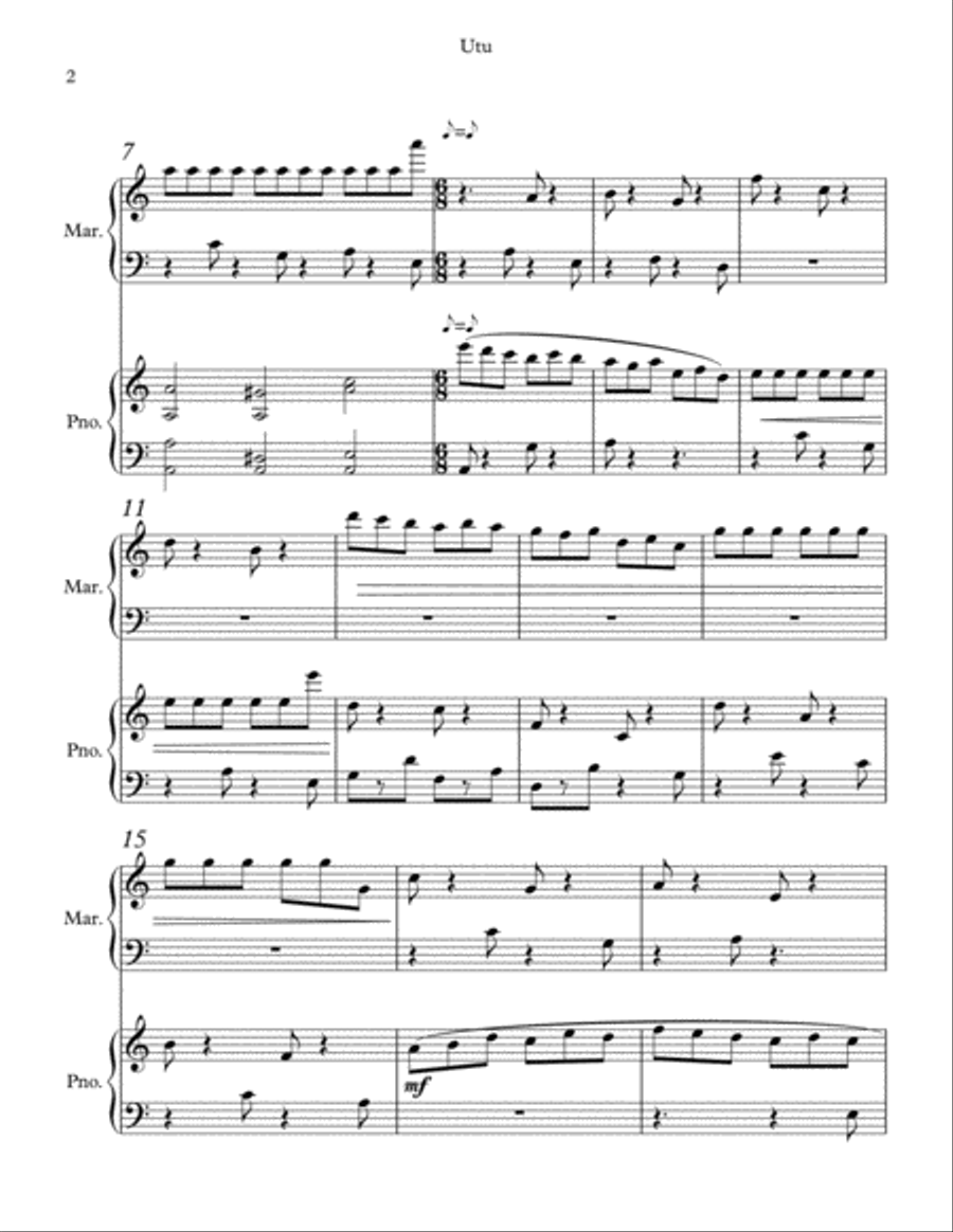 Utu - Dance of Balance and Unity Piano scores gallery preview page 2