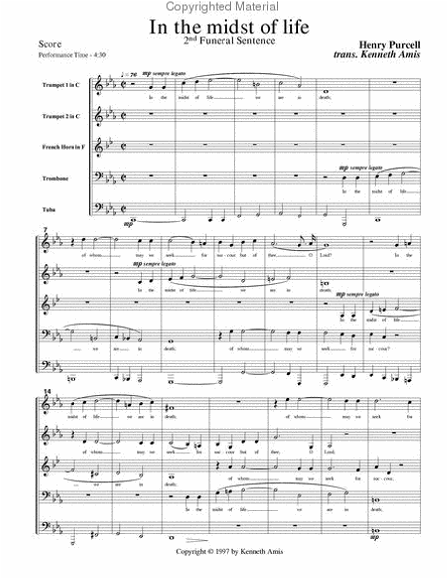 In the midst of life In the midst of life Brass Quintet scores gallery preview page 2