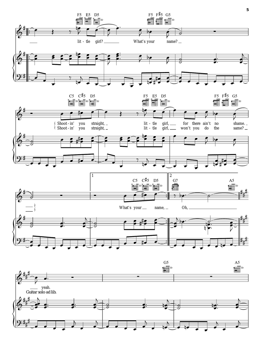 What's Your Name Piano, Vocal, Guitar scores gallery preview page 5