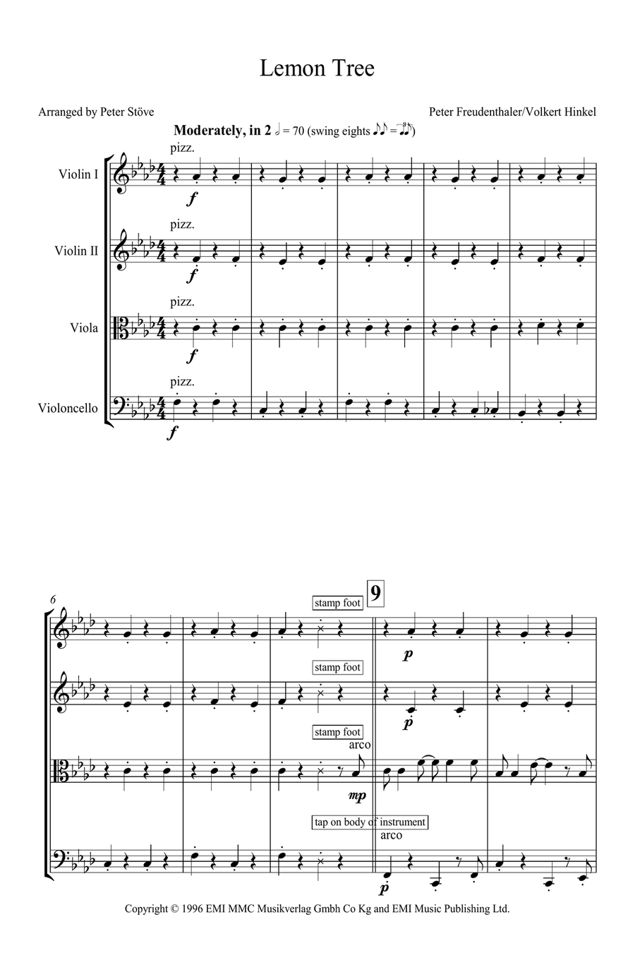 Lemon Tree String Quartet scores gallery preview page 1