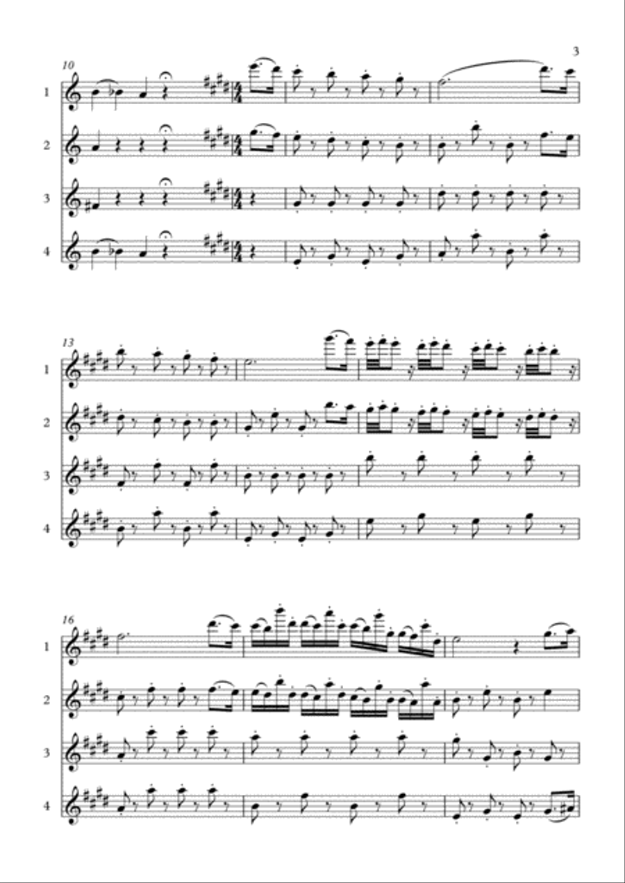 ARIAS for FLUTE CHOIR Caro Nome from Rigoletto - VERDI Woodwind Quartet scores gallery preview page 3