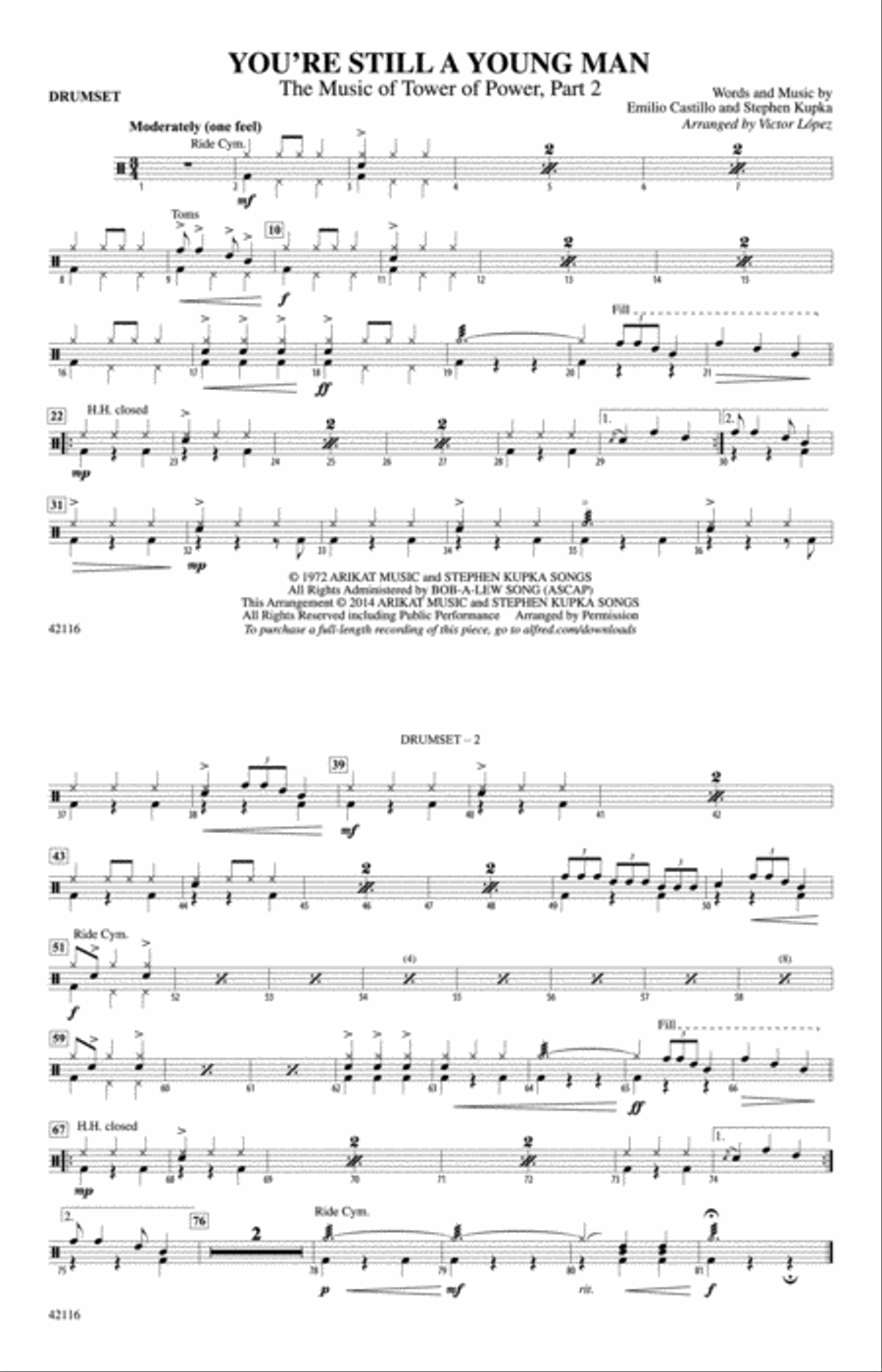 You're Still a Young Man: Drums Marching Band scores gallery preview page 1