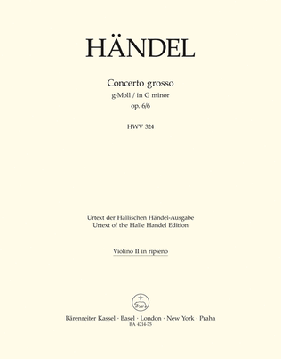 Book cover for Concerto grosso g minor, Op. 6/6 HWV 324