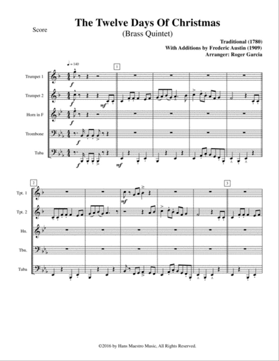 The Twelve Days Of Christmas Brass Ensemble scores gallery preview page 2