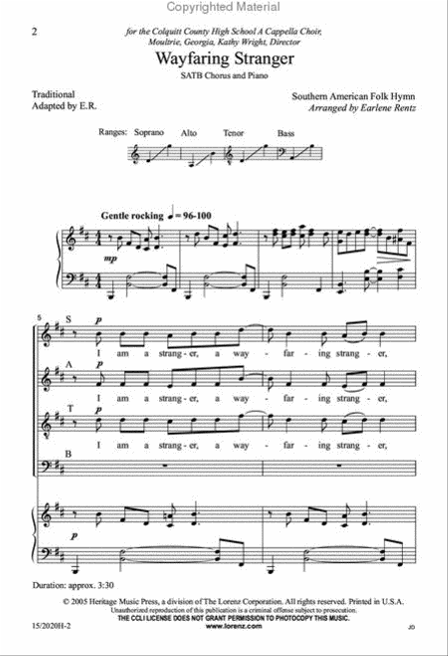 Wayfaring Stranger 4-Part scores gallery preview page 3