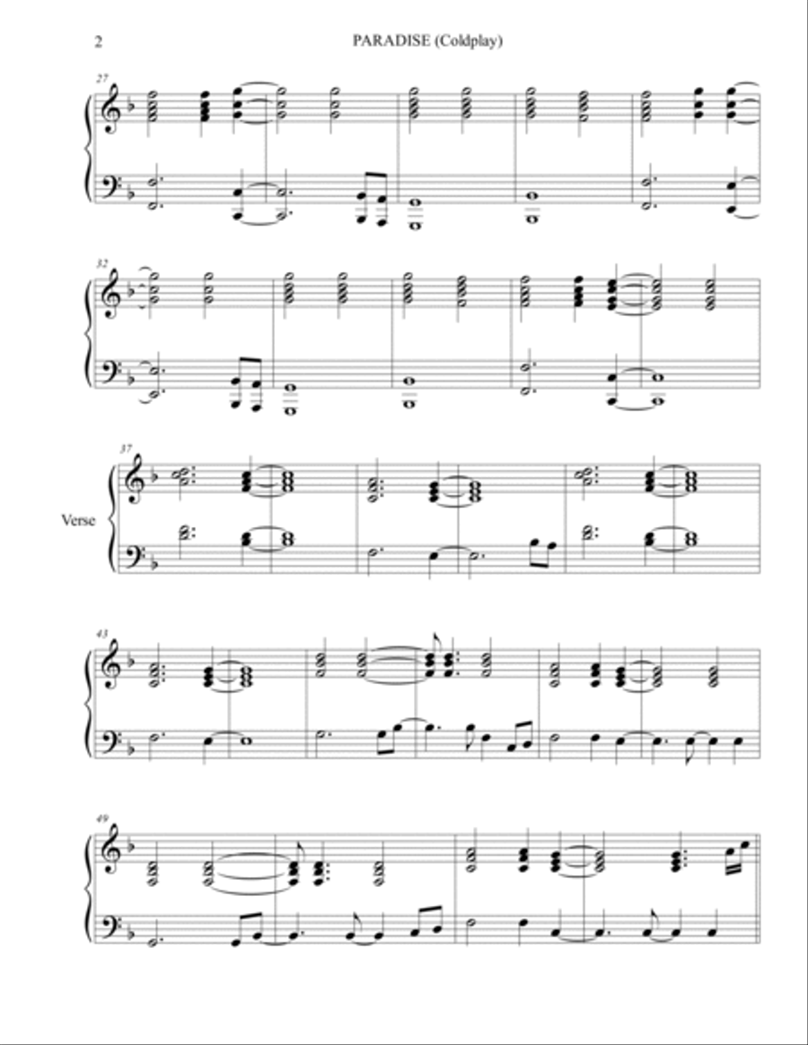 Paradise Piano Solo scores gallery preview page 2