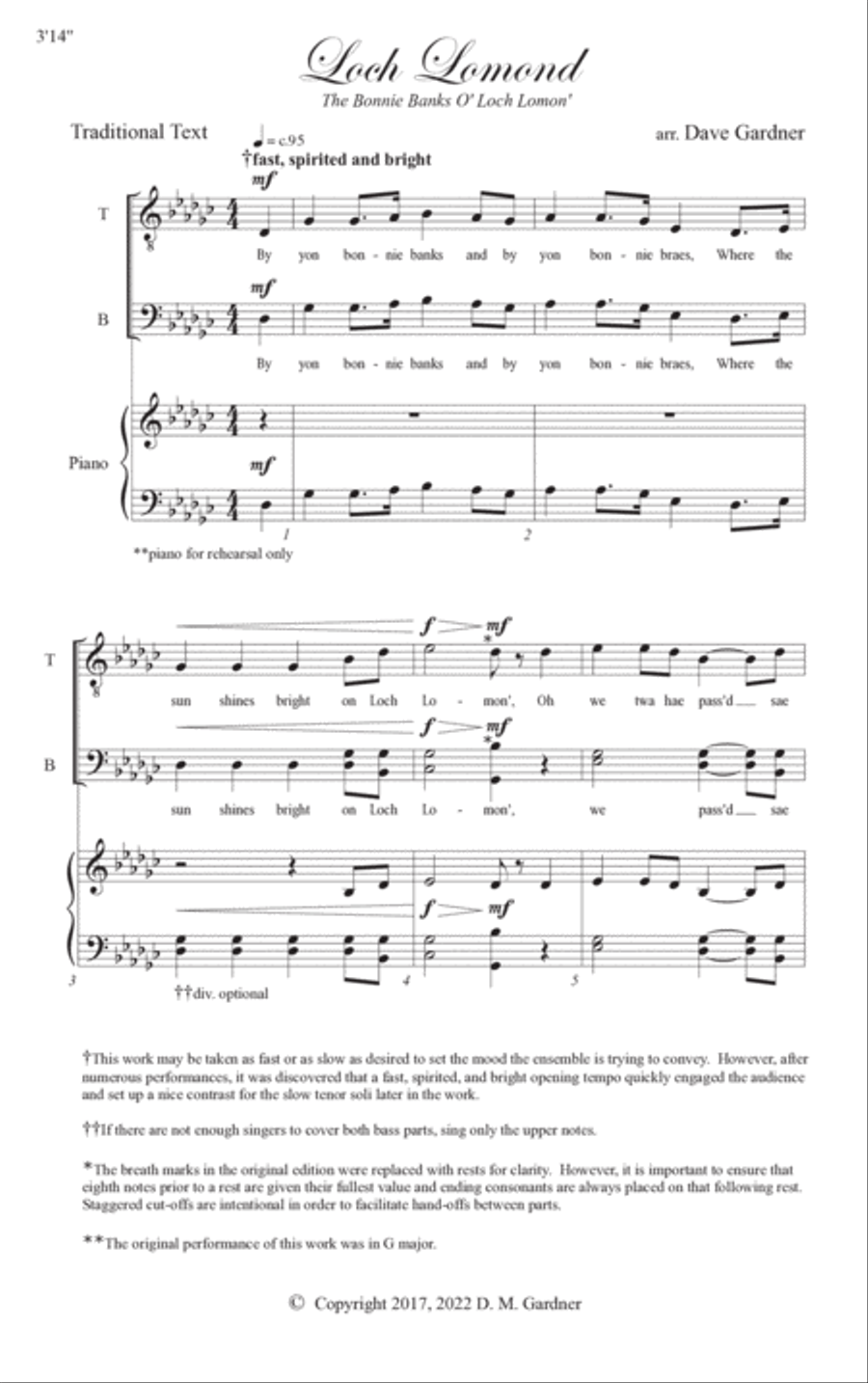 Loch Lomond (SATB) 4-Part scores gallery preview page 3