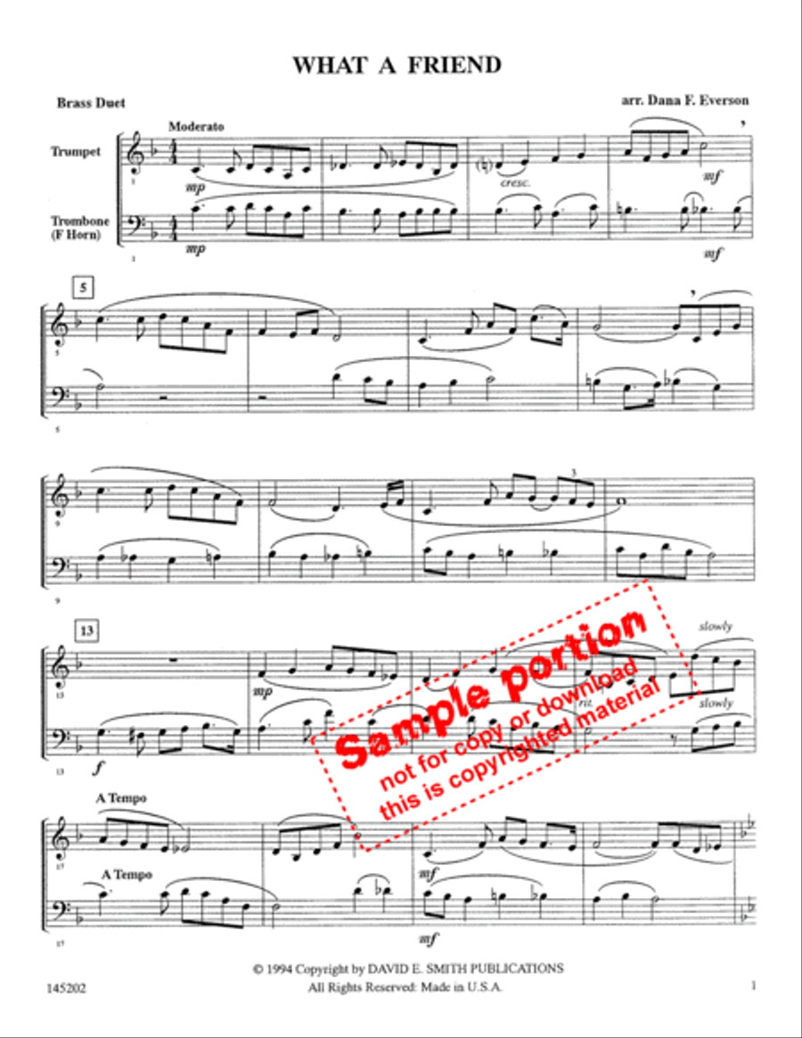 What A Friend Brass Duet scores gallery preview page 2