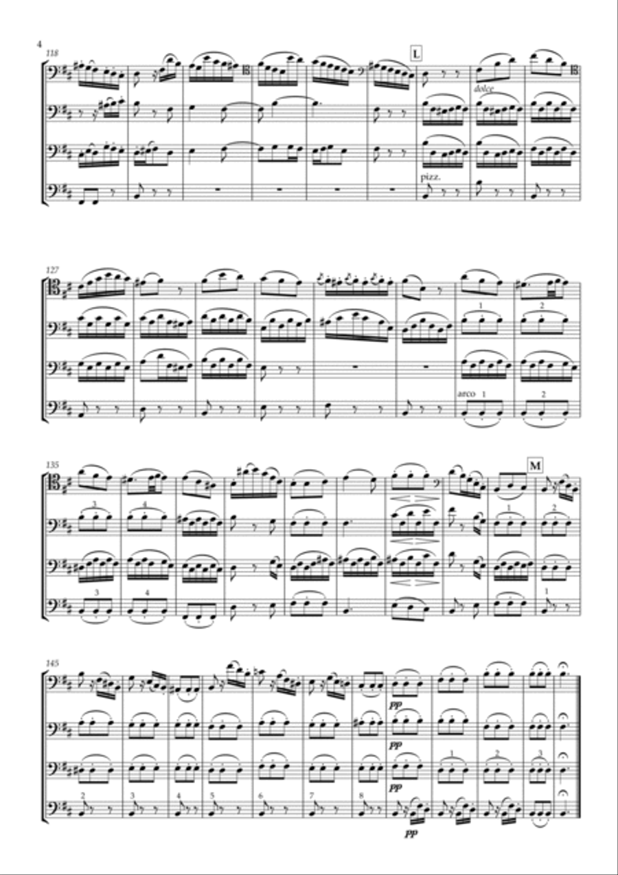Adagio from String Symphony No.8 in D major, MWV N8 for Four Violoncellos Cello Solo scores gallery preview page 4