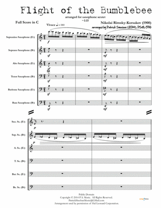 Flight of the Bumblebee [for saxophone sextet] (full score & set of parts)