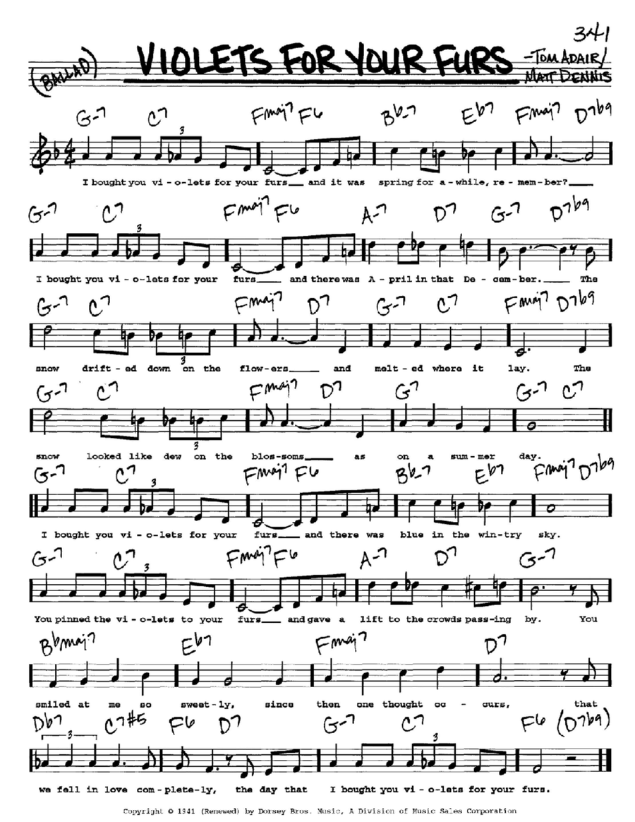 Violets For Your Furs Violets For Your Furs Voice scores gallery preview page 1