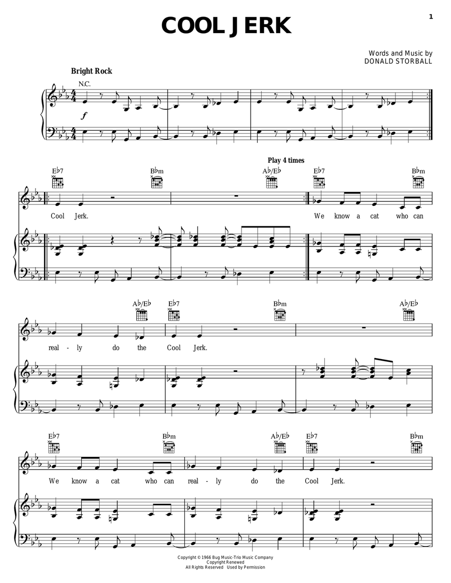 Cool Jerk Cool Jerk Piano, Vocal, Guitar scores gallery preview page 1