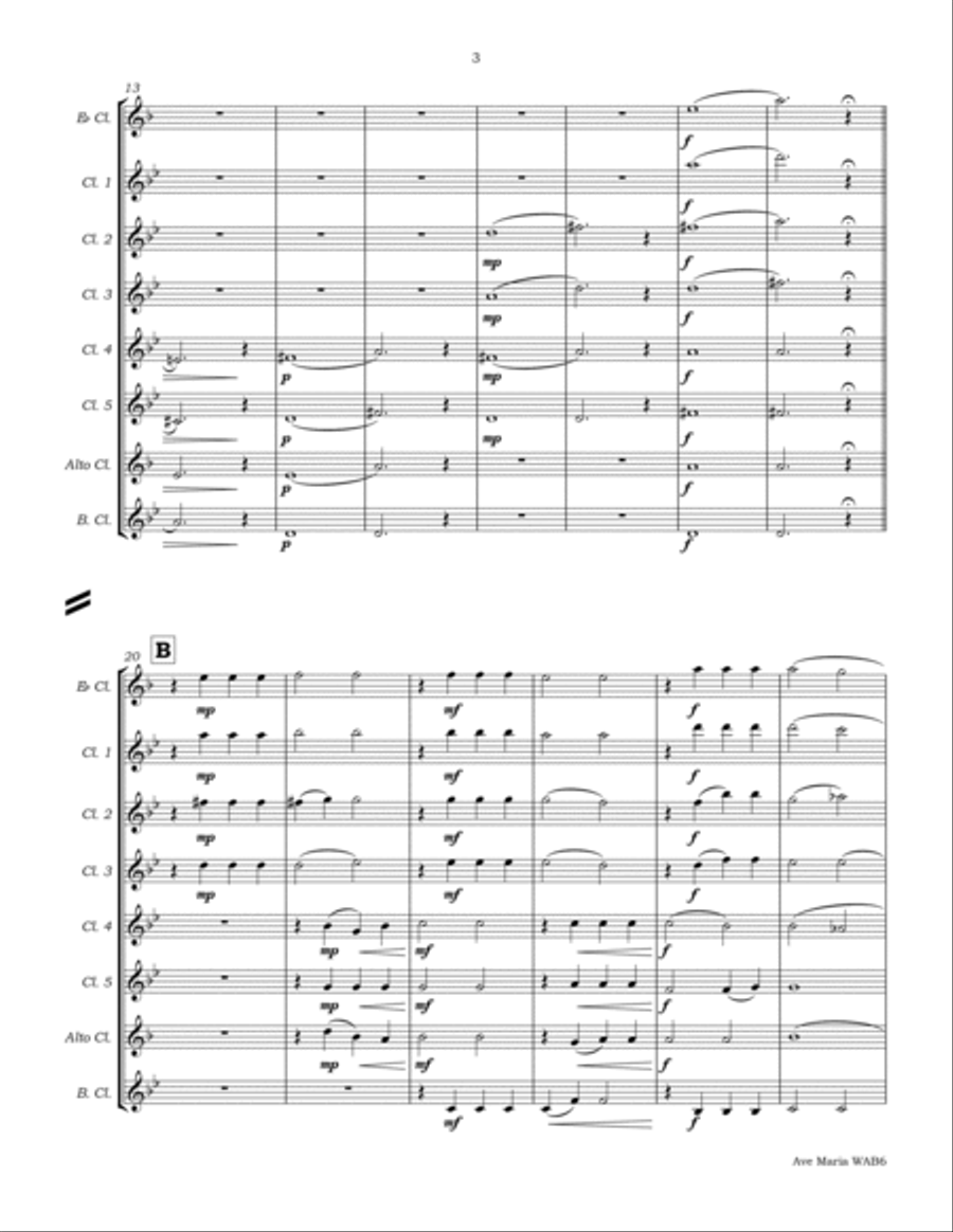 Ave Maria WAB6 for Clarinet Choir Clarinet Choir scores gallery preview page 6