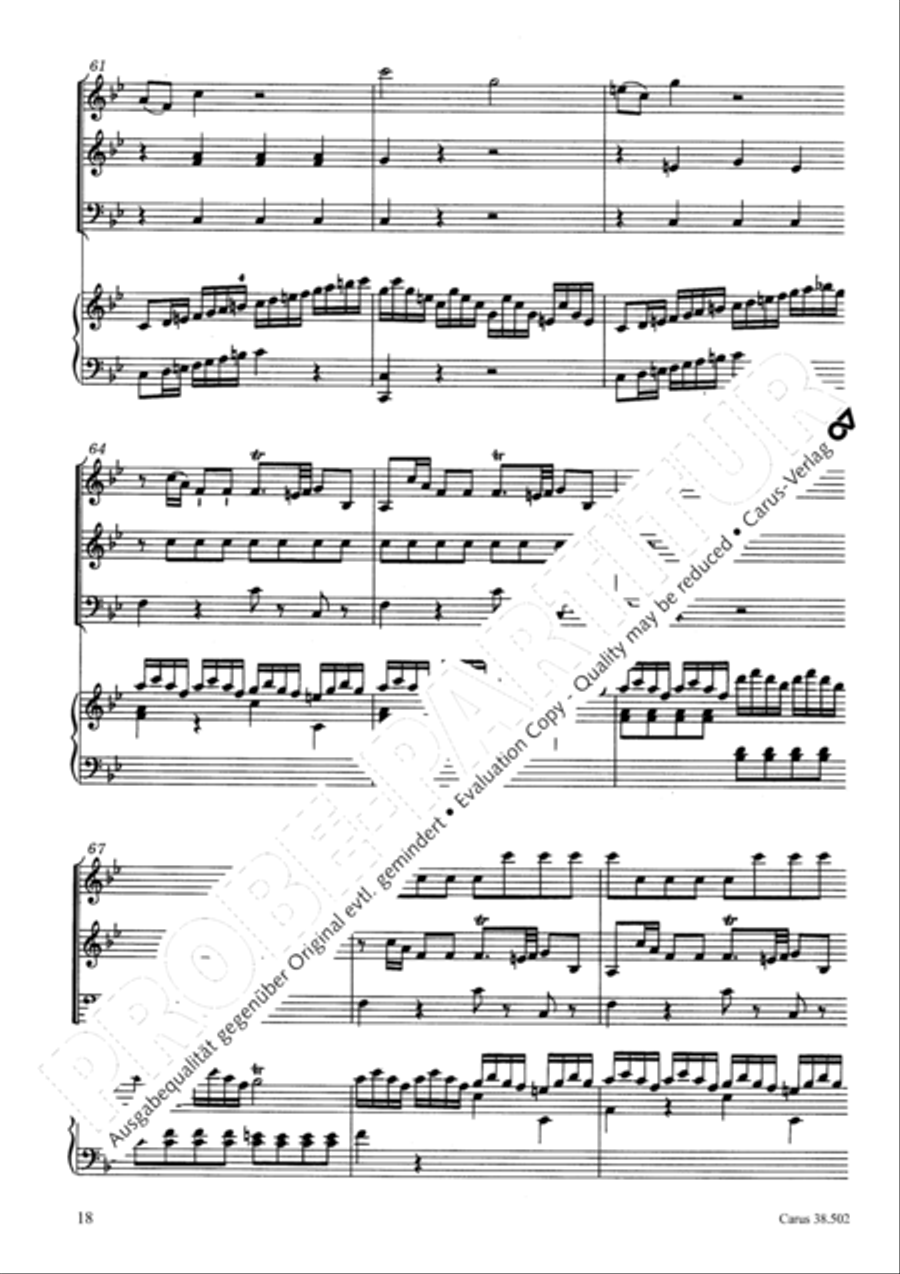 Organ Concerto in B flat major (Orgelkonzert in B) Violin scores gallery preview page 21