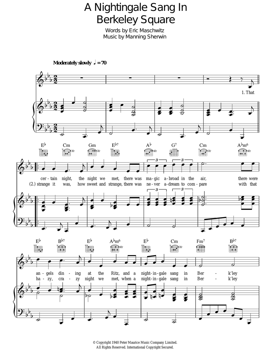 A Nightingale Sang In Berkeley Square Piano, Vocal, Guitar scores gallery preview page 1