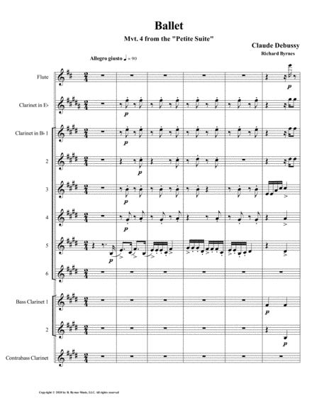 Ballet (Mvt. 4 from Debussy's Petite Suite) for Clarinet Choir + Flute image number null