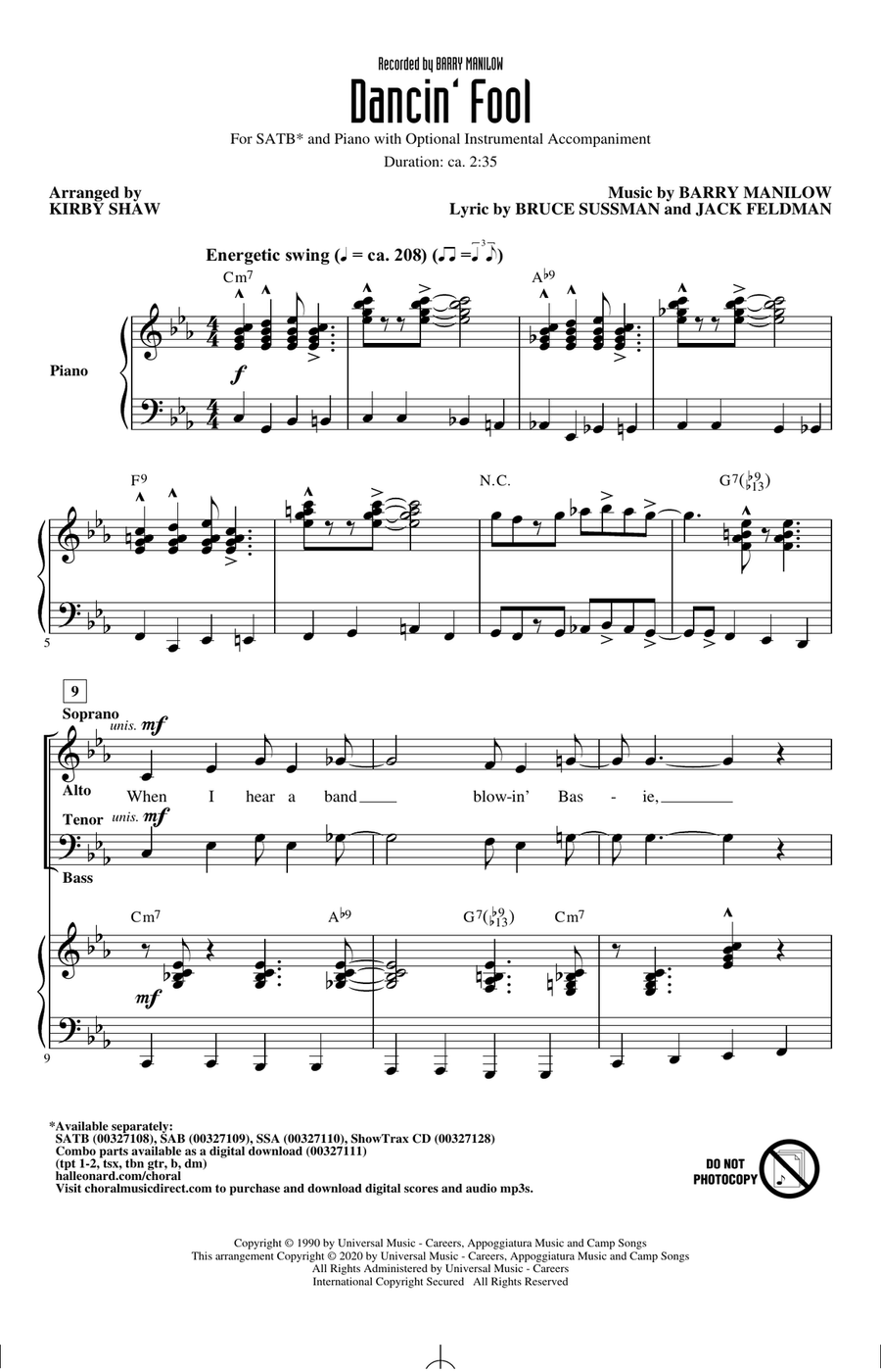 Dancin' Fool (arr. Kirby Shaw)