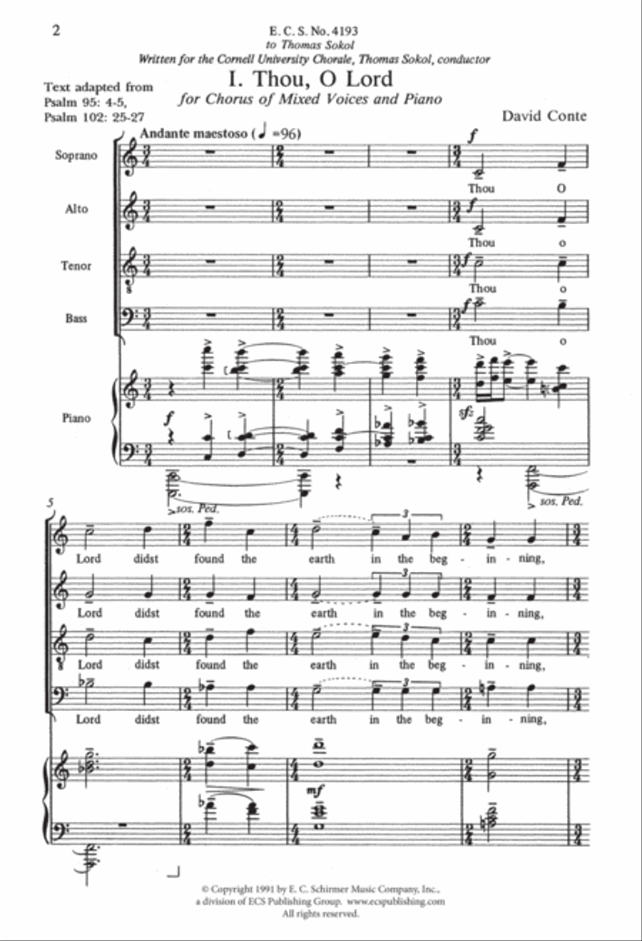 Three Sacred Pieces: 1. Thou, O Lord 4-Part scores gallery preview page 2
