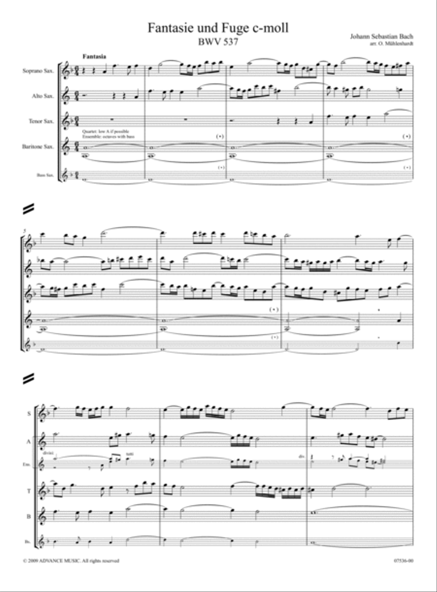 Fantasie und Fuge c-Moll, BWV 537 SATBarB scores gallery preview page 2
