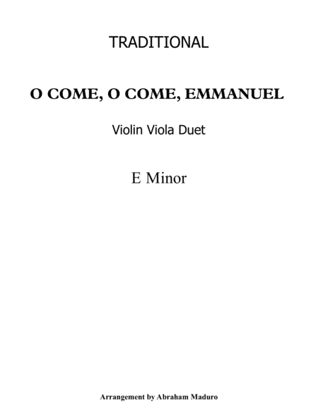 O Come, O Come, Emmanuel Violin Viola Duet-Score and Parts image number null