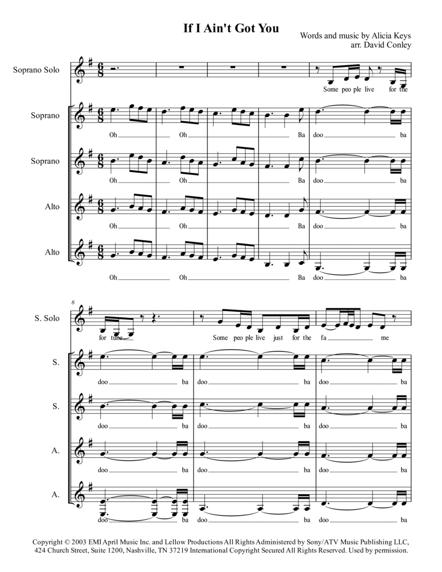 If I Ain't Got You SSA scores gallery preview page 1