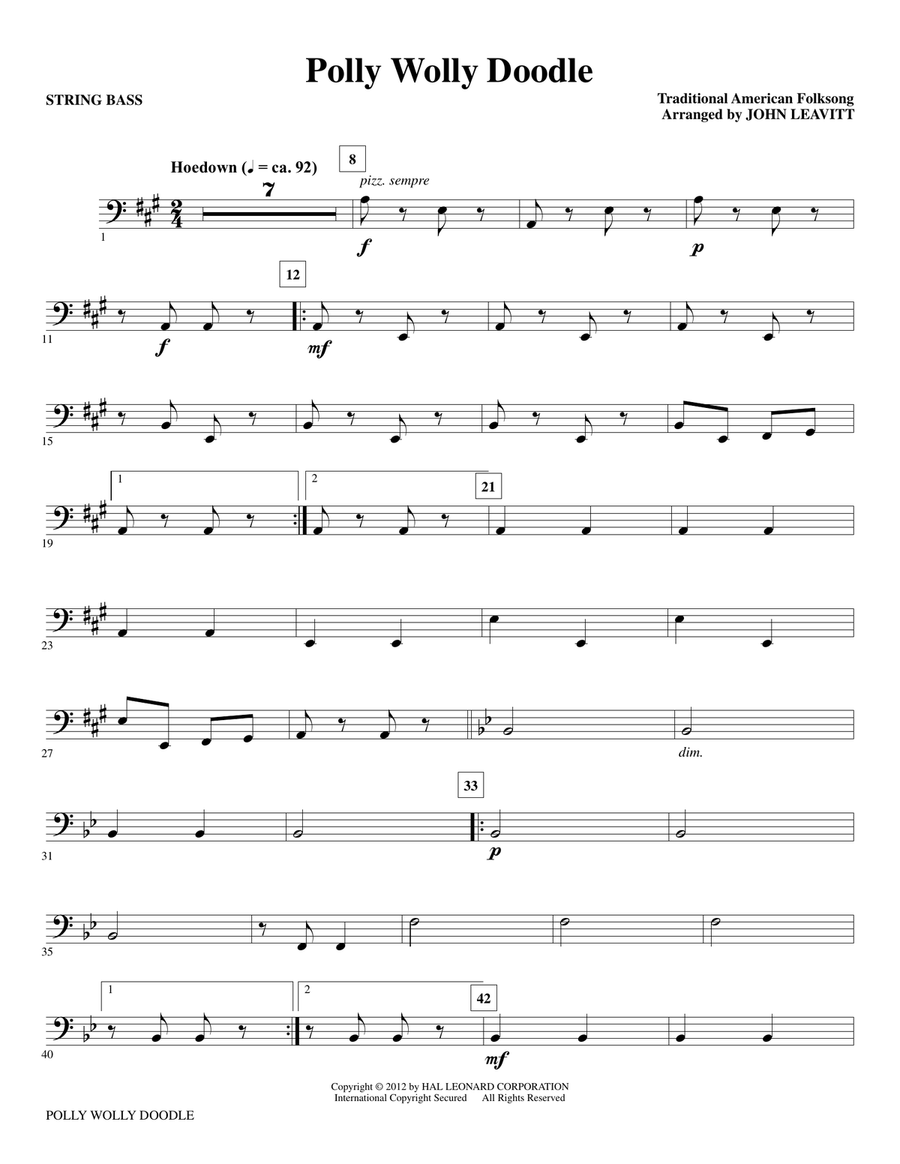 Polly Wolly Doodle - String Bass