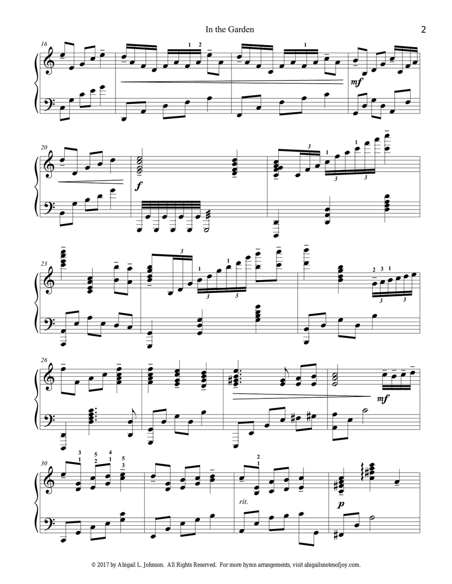 In the Garden (Beautiful Piano Solo) Piano Solo scores gallery preview page 2
