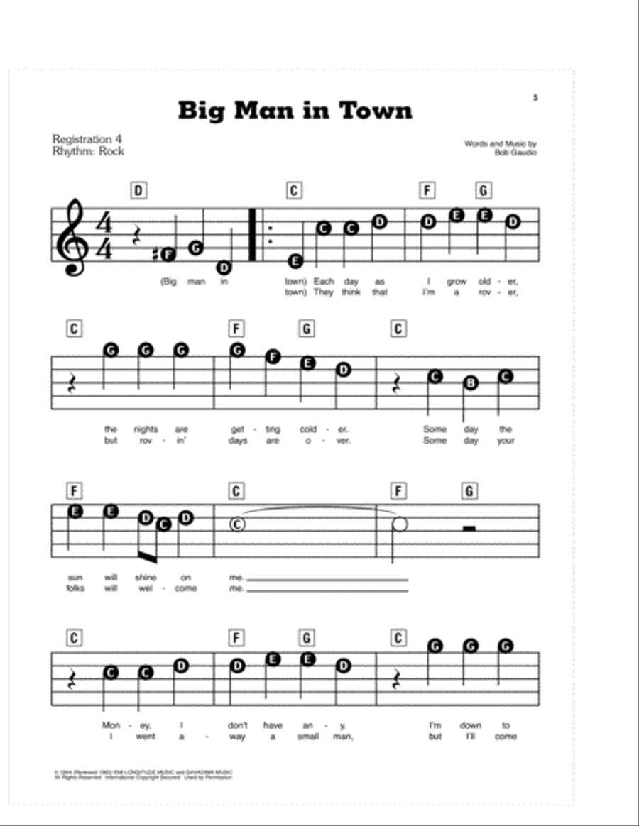 Big Man In Town Electronic Keyboard scores gallery preview page 1