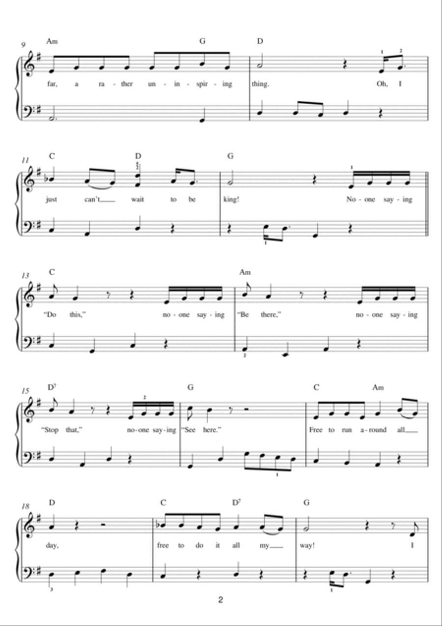 I Just Can't Wait To Be King (from The Lion King) Easy Piano scores gallery preview page 2