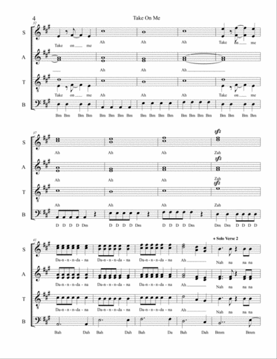 Take On Me 4-Part scores gallery preview page 4