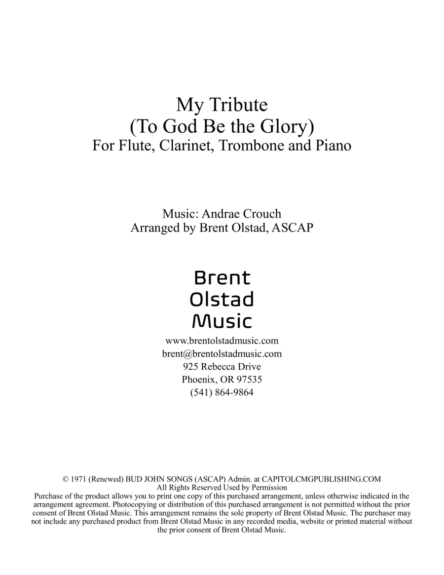 My Tribute B-Flat Clarinet scores gallery preview page 1