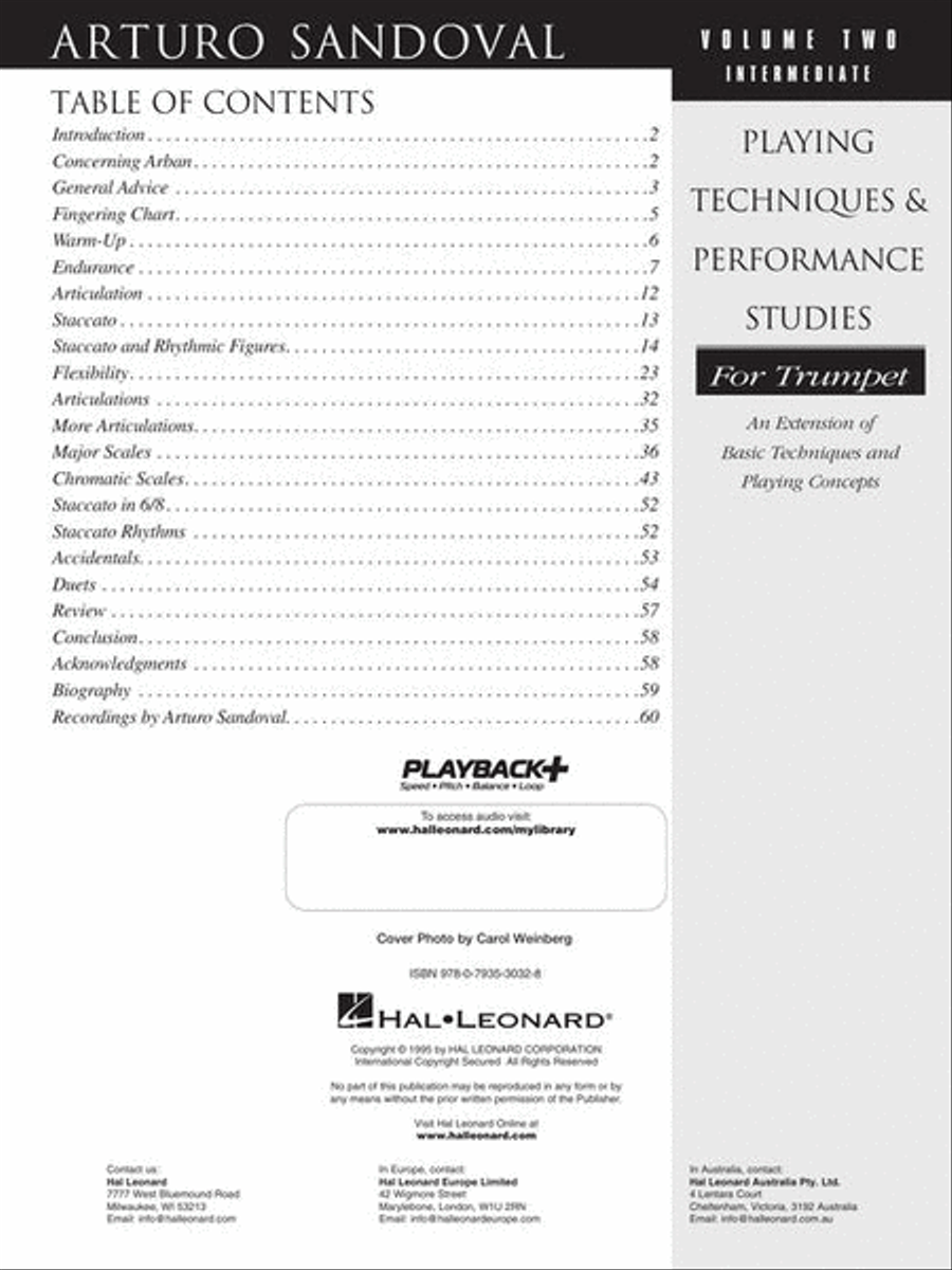 Playing Techniques & Performance Studies For Trumpet - Volume 2