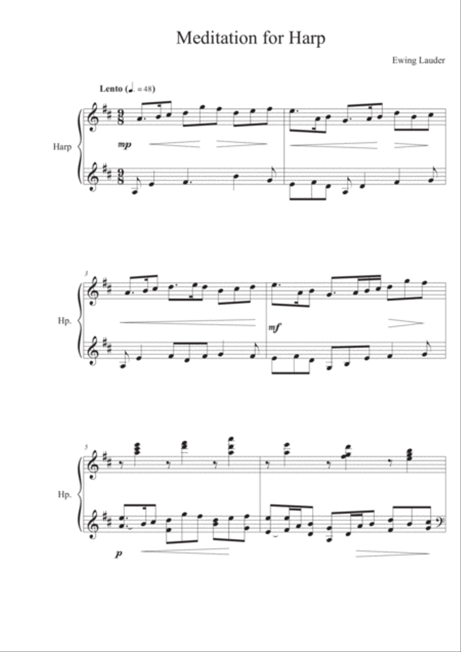 Meditation for Harp Harp scores gallery preview page 1