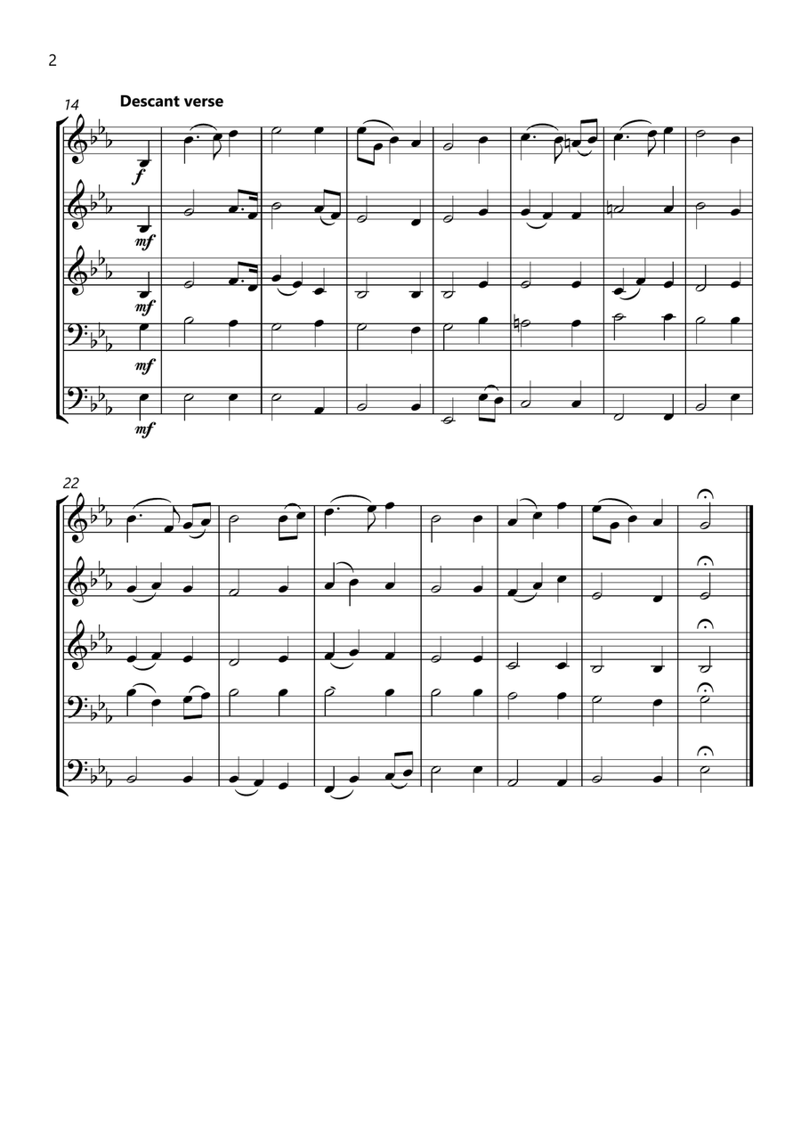 Crimond - Hymn Tune for Brass Quintet (with descant) Brass Quintet scores gallery preview page 2