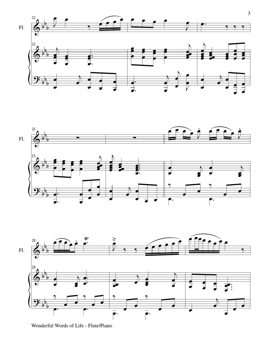 WONDERFUL WORDS OF LIFE (Duet – Flute and Piano/Score and Parts) Woodwind Duet scores gallery preview page 3