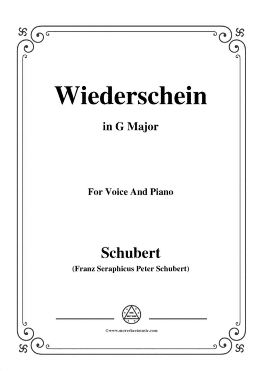 Schubert-Wiederschein,in G Major,for Voice&Piano Voice scores gallery preview page 1