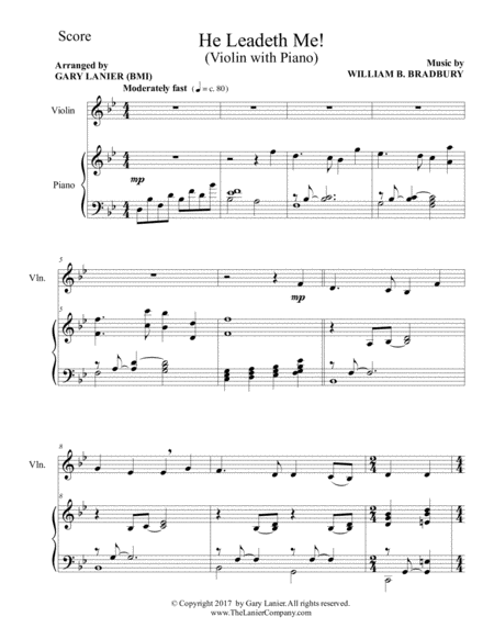HE LEADETH ME (Duet – Violin & Piano with Score/Part) image number null