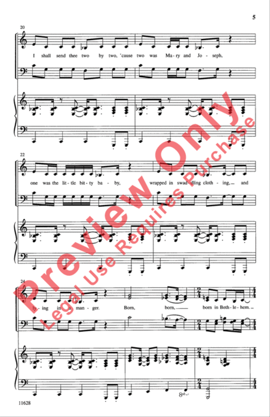 Children, Go Where I Send Thee 4-Part scores gallery preview page 5