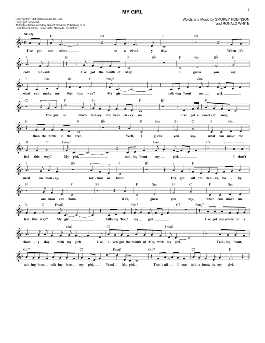 My Girl Electric Guitar scores gallery preview page 1