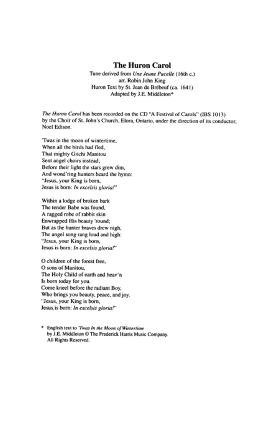 The Huron Carol 4-Part scores gallery preview page 2
