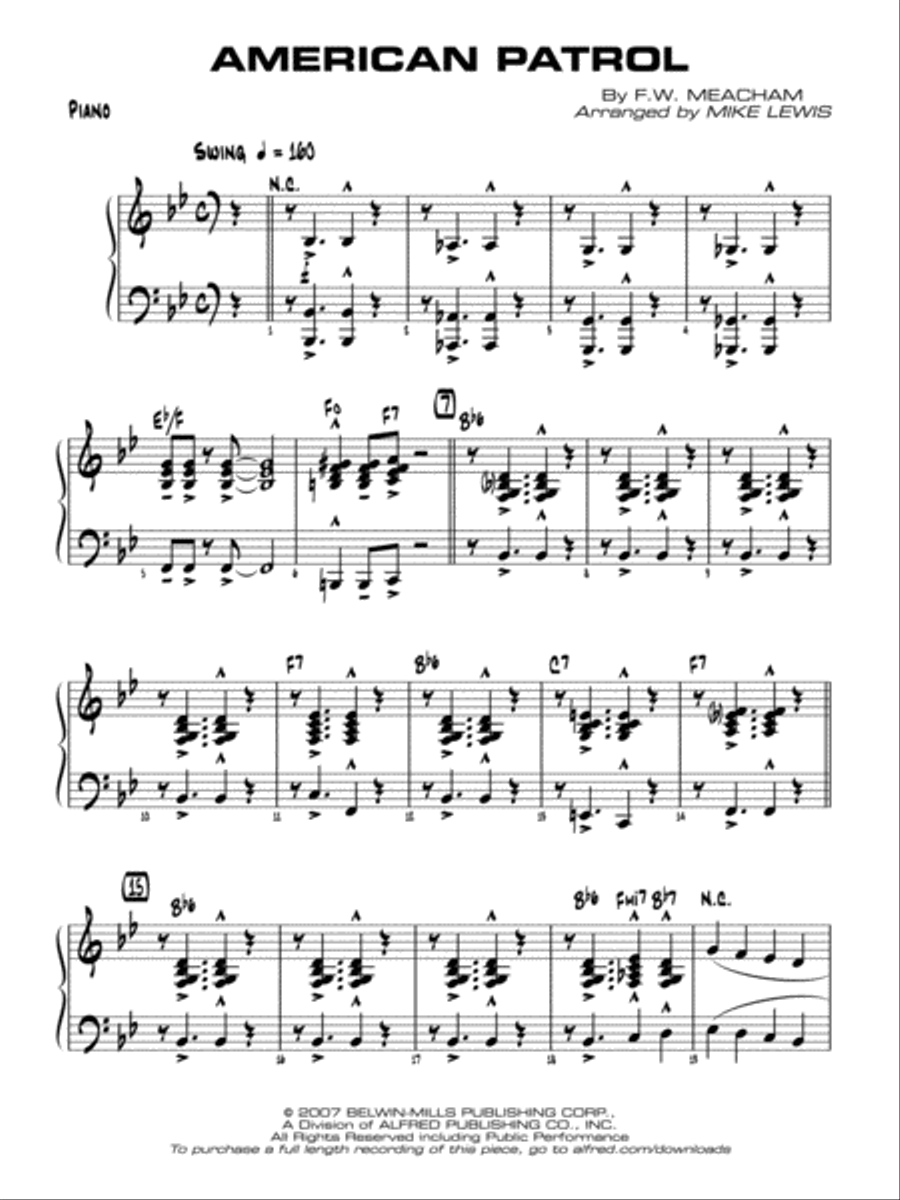 American Patrol: Piano Accompaniment Jazz Ensemble scores gallery preview page 1