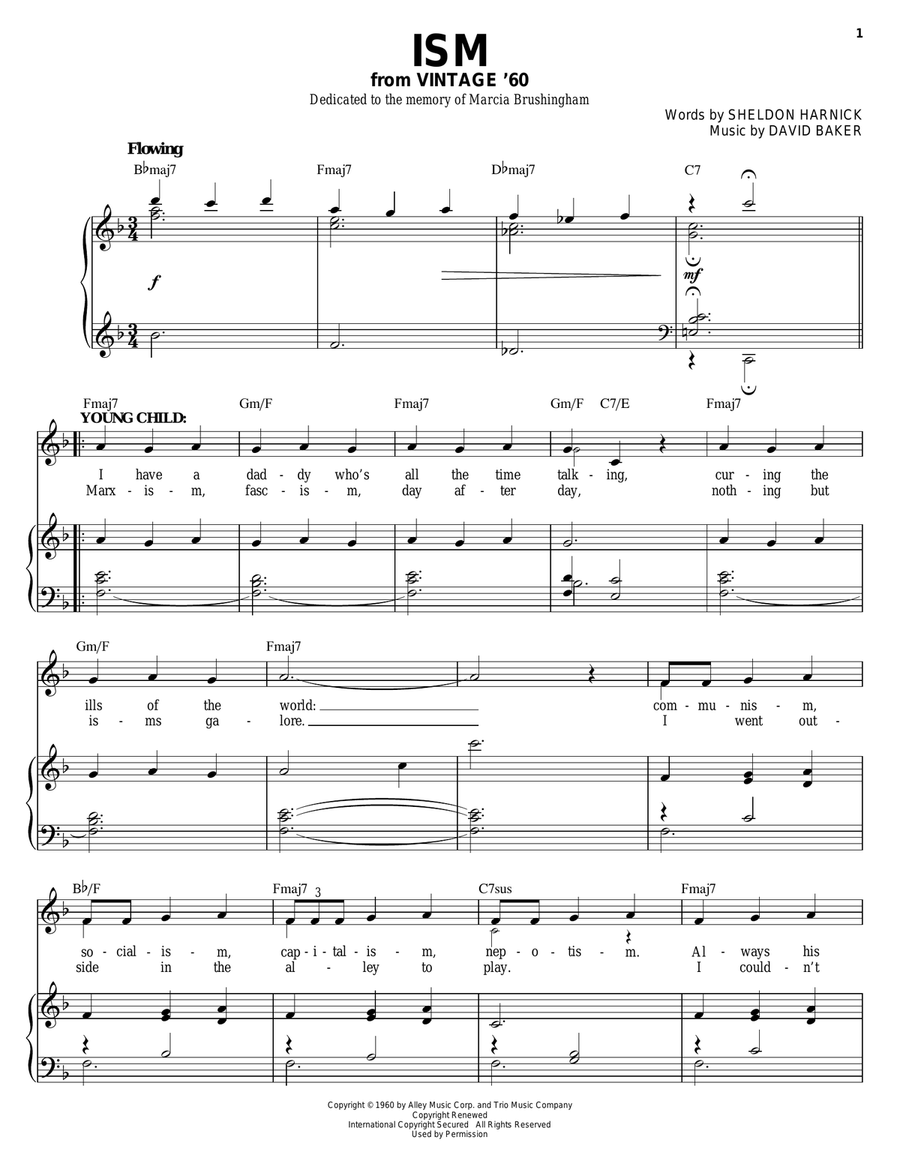 Ism Piano, Vocal, Guitar scores gallery preview page 1