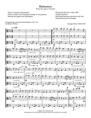 Bizet: Habanera (viola trio, intermediate advanced)