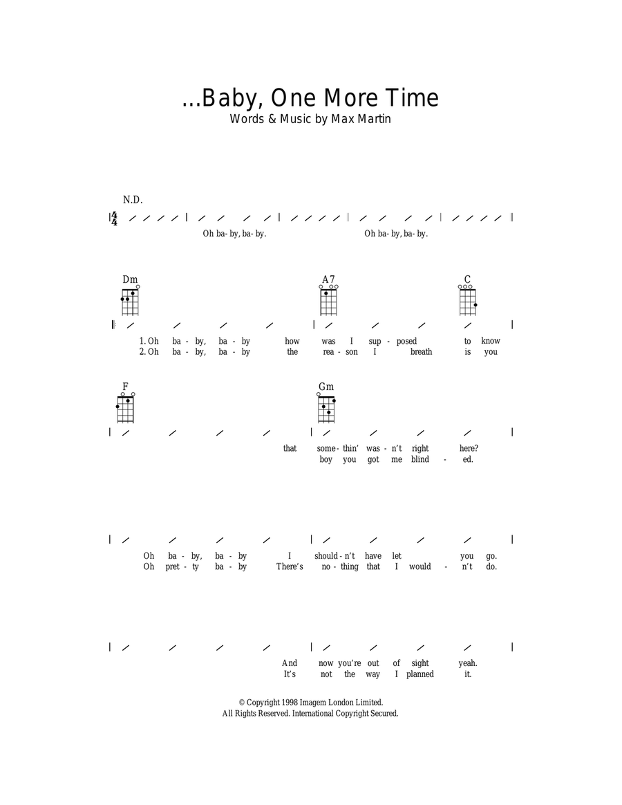 ...Baby One More Time Ukulele scores gallery preview page 1