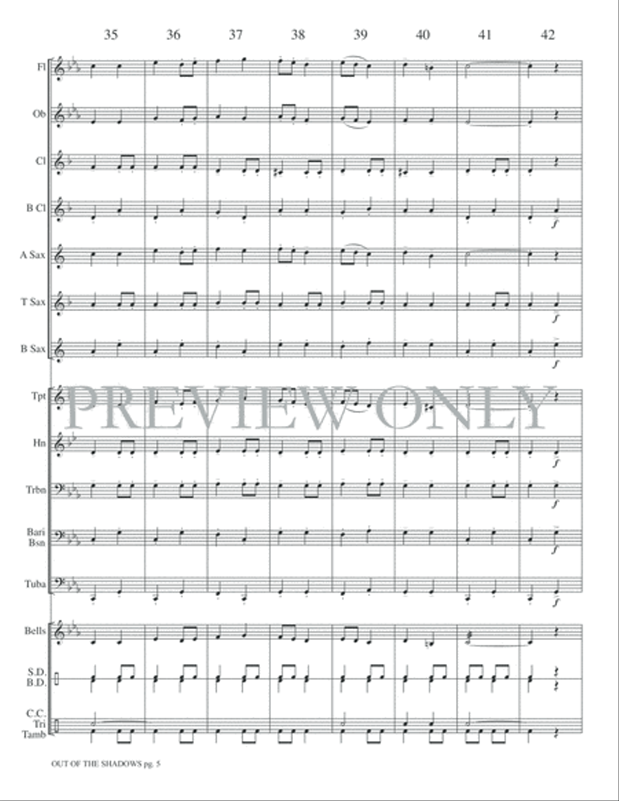 Out of the Shadows Concert Band scores gallery preview page 8