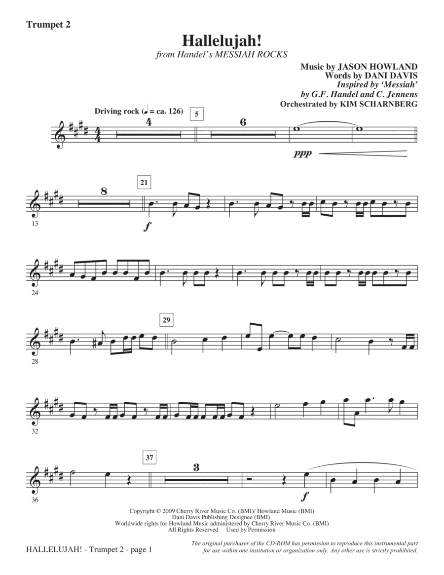 Hallelujah! (from Messiah Rocks) - Trumpet 2 Choir scores gallery preview page 1