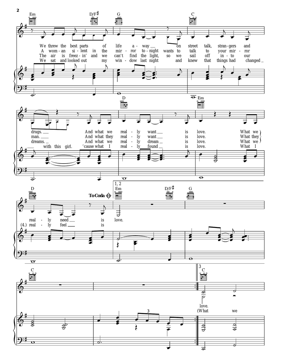 What We Really Want Piano, Vocal, Guitar scores gallery preview page 2