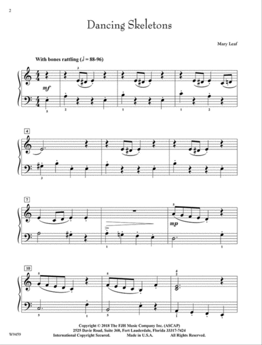 Dancing Skeletons Easy Piano scores gallery preview page 2